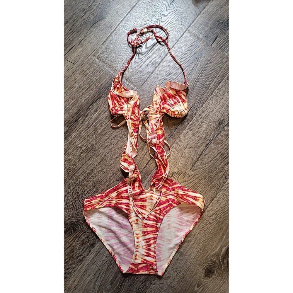 Kardashian Kollection Sexy Ruffle One-piece Bathingsuit Women's Size Large